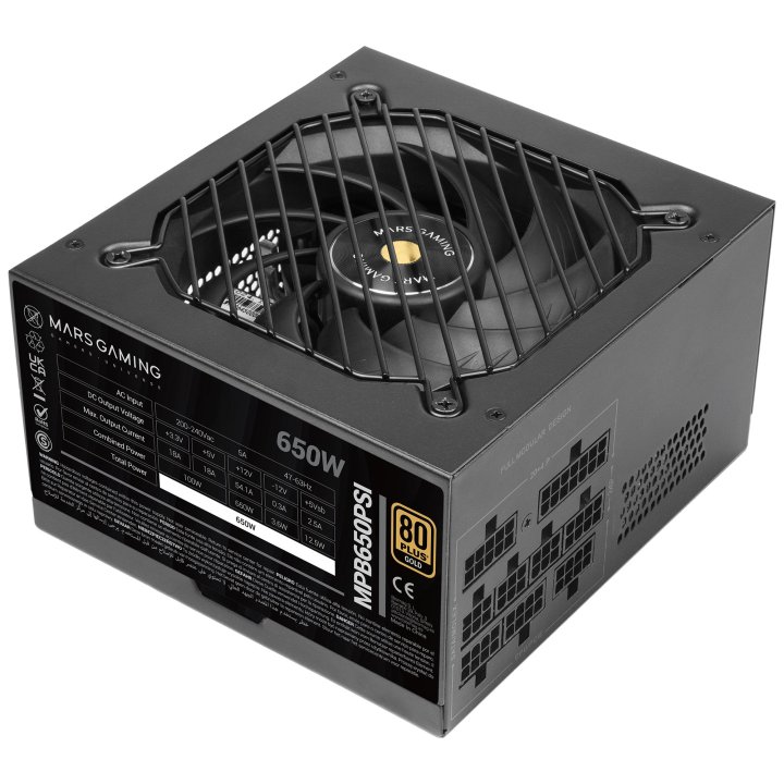 Fuente de alimentación modular Mars Gaming 650W 80+ Gold ATX 3.1 negra